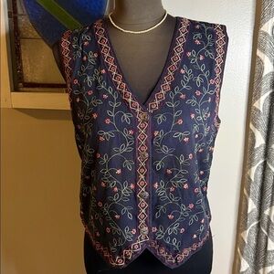 Pasta Vintage 100% Cotton Embroidered Vest SZ Small